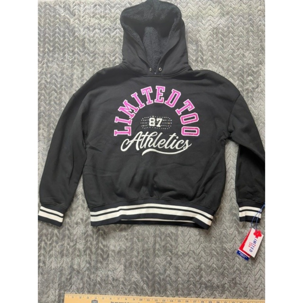 Limited Too Athletics Girls Black Hoodie Sweatshirt Large 12/14 0529